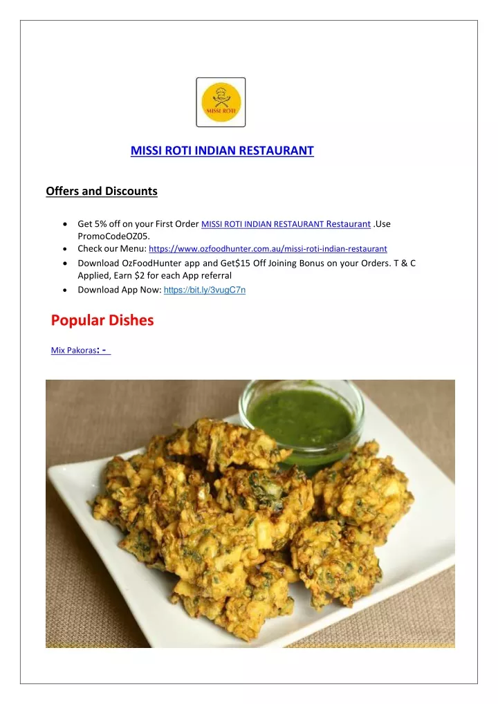 missi roti indian restaurant offers and discounts