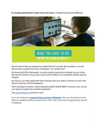 an amazing opportunity to make some real money