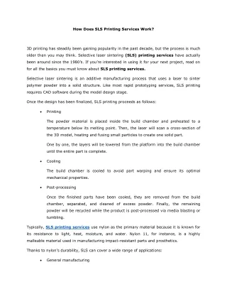 how does sls printing services work