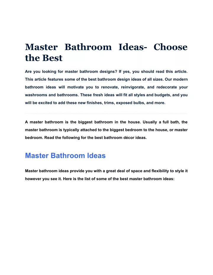 master bathroom ideas choose the best