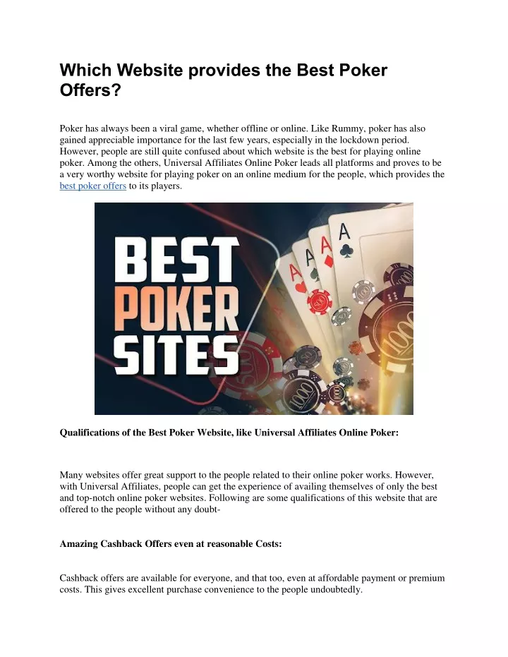 which website provides the best poker offers