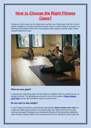 how to choose the right fitness class