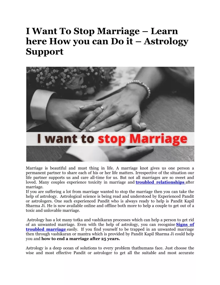 i want to stop marriage learn here