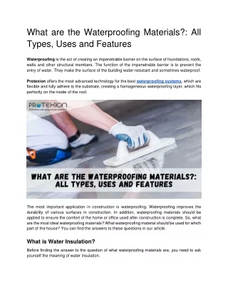 what are the waterproofing materials all types
