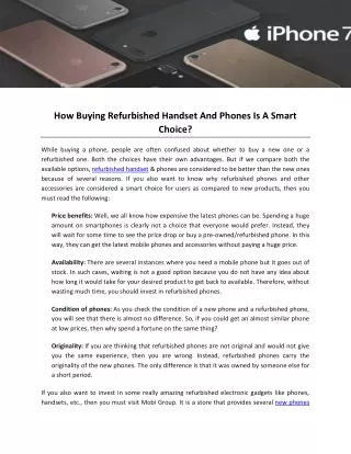 How Buying Refurbished Handset And Phones Is A Smart Choice
