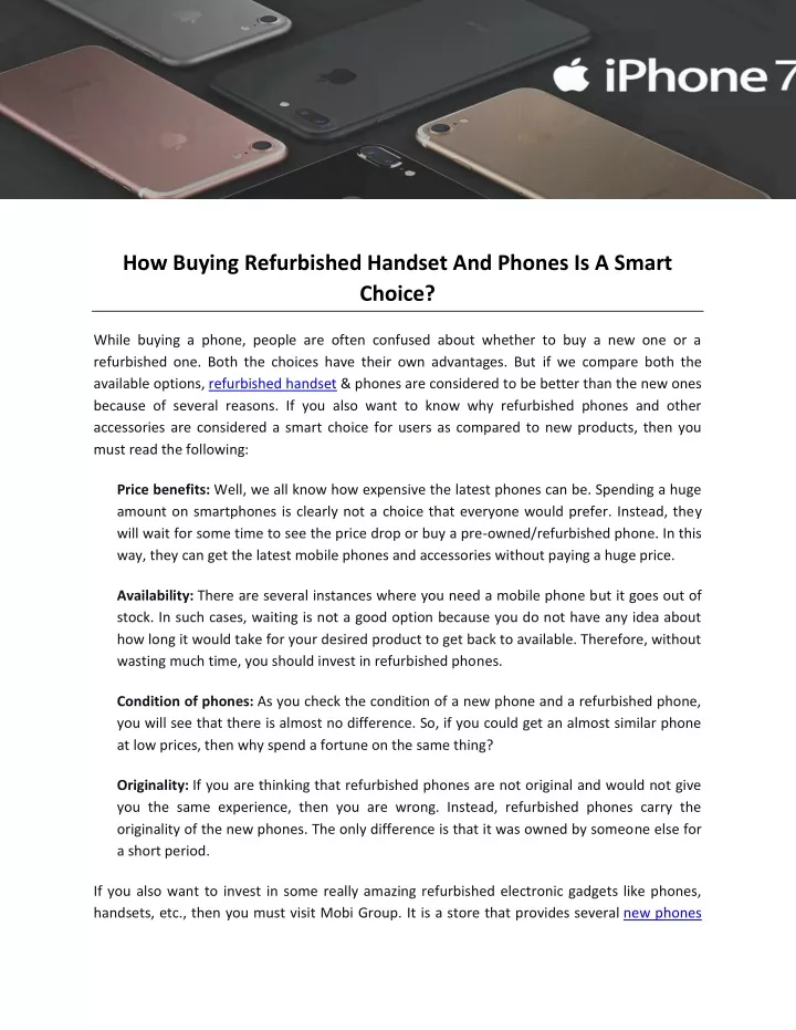 how buying refurbished handset and phones