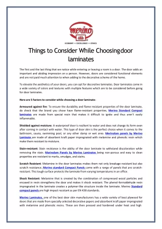 things to consider while choosing door laminates