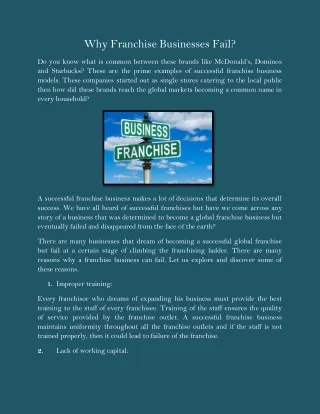 why franchise businesses fail