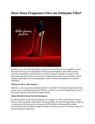 how does fragrance give an intimate vibe