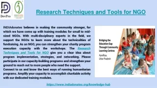 Research Techniques and Tools for NGO in India
