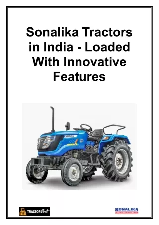 Sonalika Tractors in India - Loaded With Innovative Features