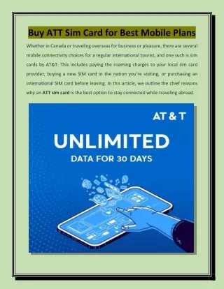 Buy ATT Sim Card for Best Mobile Plans