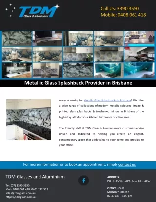 Metallic Glass Splashback Provider in Brisbane