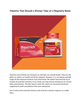 vitamins that should a woman take on a regularly