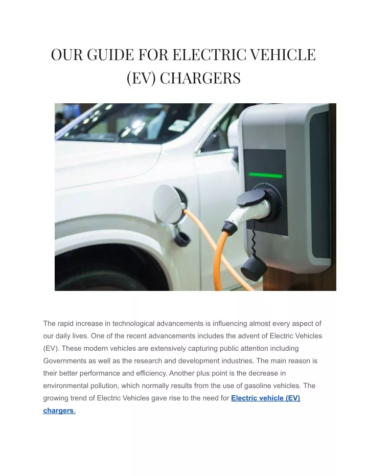 our guide for electric vehicle ev chargers