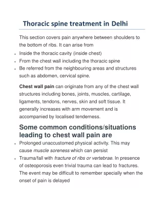 Thoracic spine treatment in Delhi