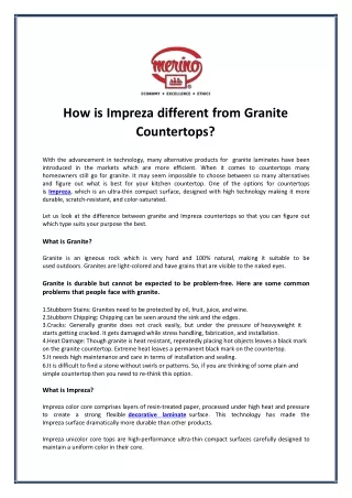how is impreza different from granite countertops