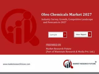 Oleo Chemicals Market Share Report Future Prospects, Outlook and Forecast 2027