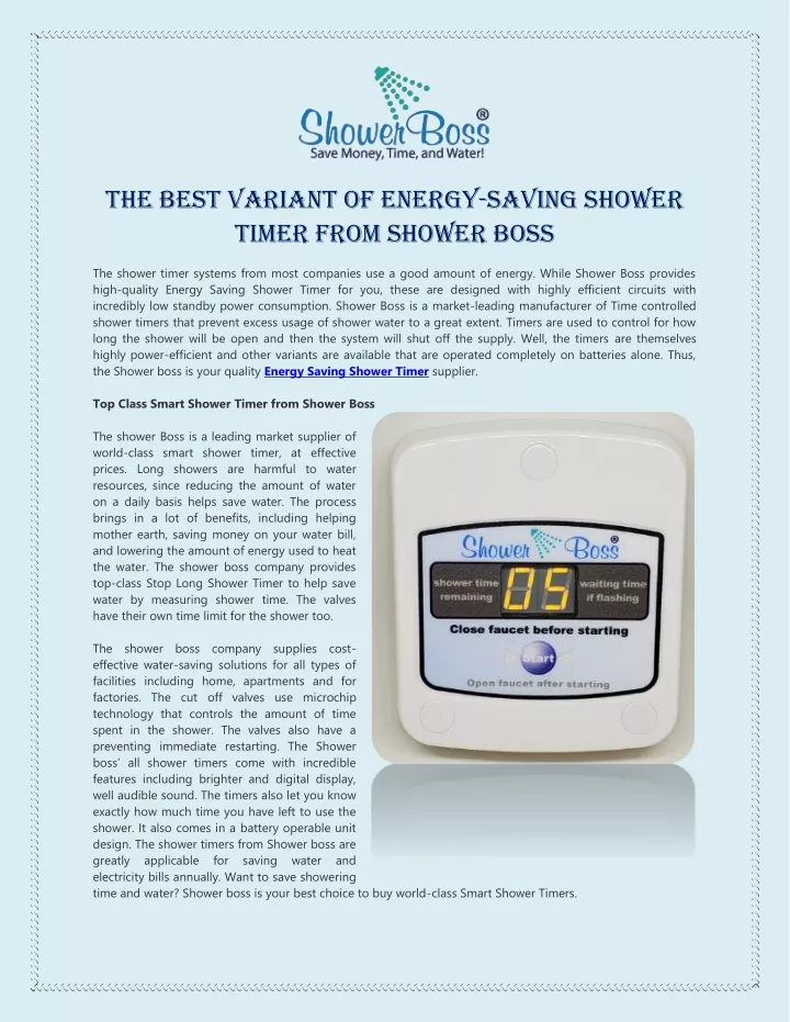 the best variant of energy saving shower timer