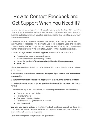 Instructions to Contact Facebook and Get Support When You Need It.
