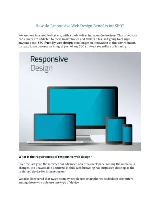 How do Responsive Web Design Benefits for SEO?