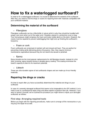 How to fix a waterlogged surfboard