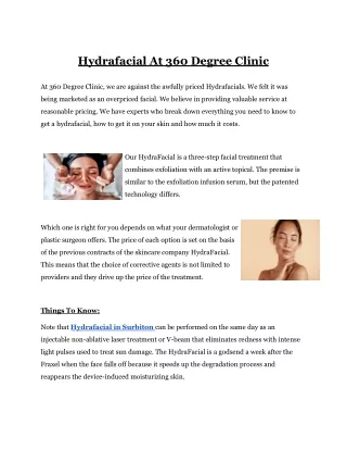 Hydrafacial At 360 Degree Clinic