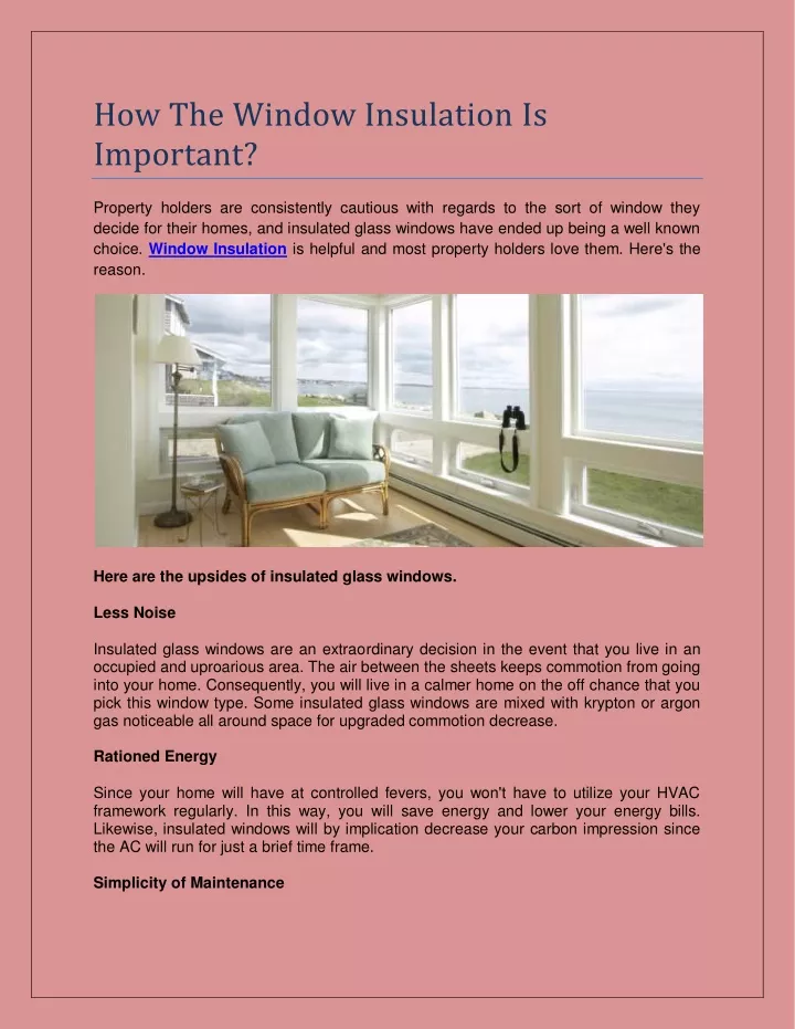 how the window insulation is important