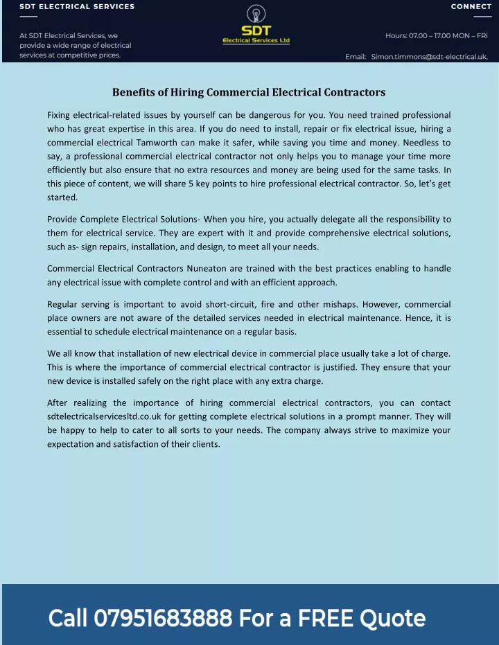 benefits of hiring commercial electrical