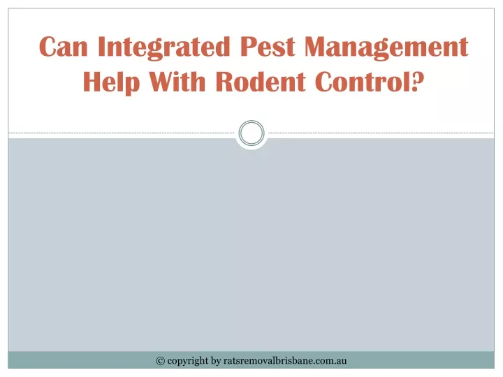 can integrated pest management help with rodent control