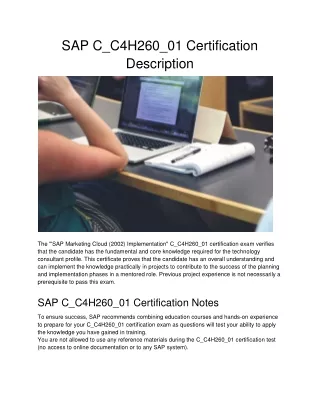sap c c4h260 01 certification description
