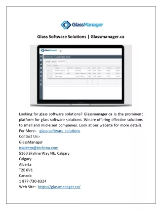 glass software solutions glassmanager ca
