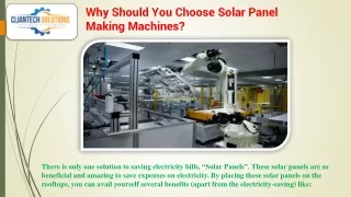 Why Should You Choose Solar Panel Making Machines?