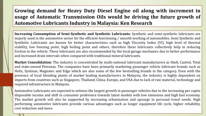 growing demand for heavy duty diesel engine