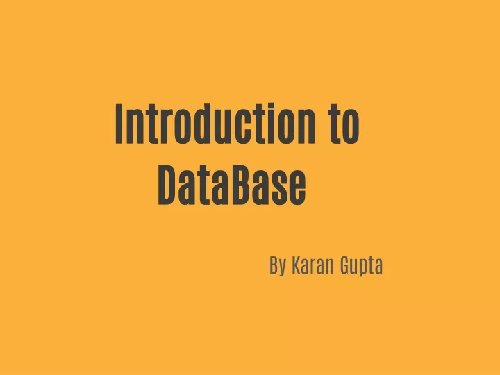 introduction to database