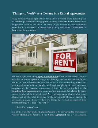 Things to Verify as a Tenant in a Rental Agreement