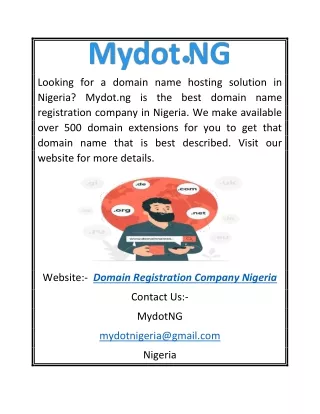 Domain Registration Company Nigeria | Mydot.ng