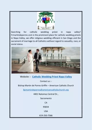 Catholic Wedding Priest Napa Valley | Frmartindeporres.com