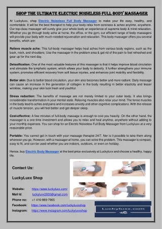 Shop The Ultimate Electric Noiseless Full Body Massager