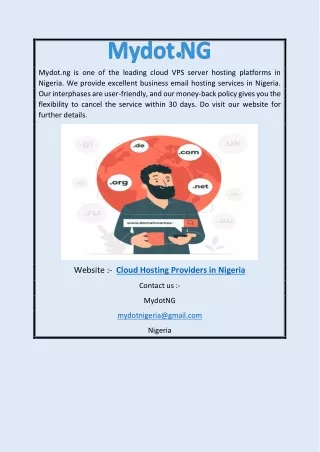 Cloud Hosting Providers in Nigeria | Mydot.ng