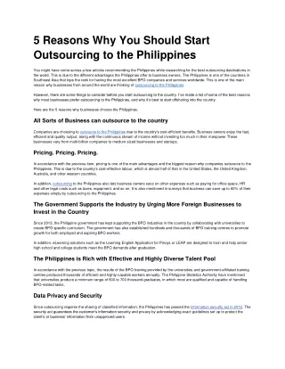 5 reasons why you should start outsourcing