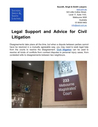 Legal Support and Advice for Civil Litigation