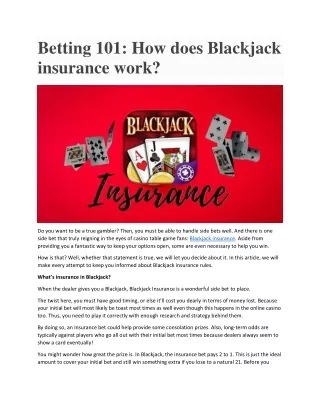 How does Blackjack insurance work