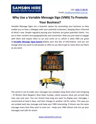 Why Use A Variable Message Sign (Vms) To Promote Your Business?