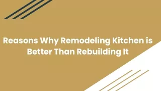 Reasons Why Remodeling Kitchen is Better Than Rebuilding It