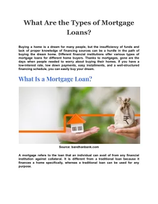what are the types of mortgage loans