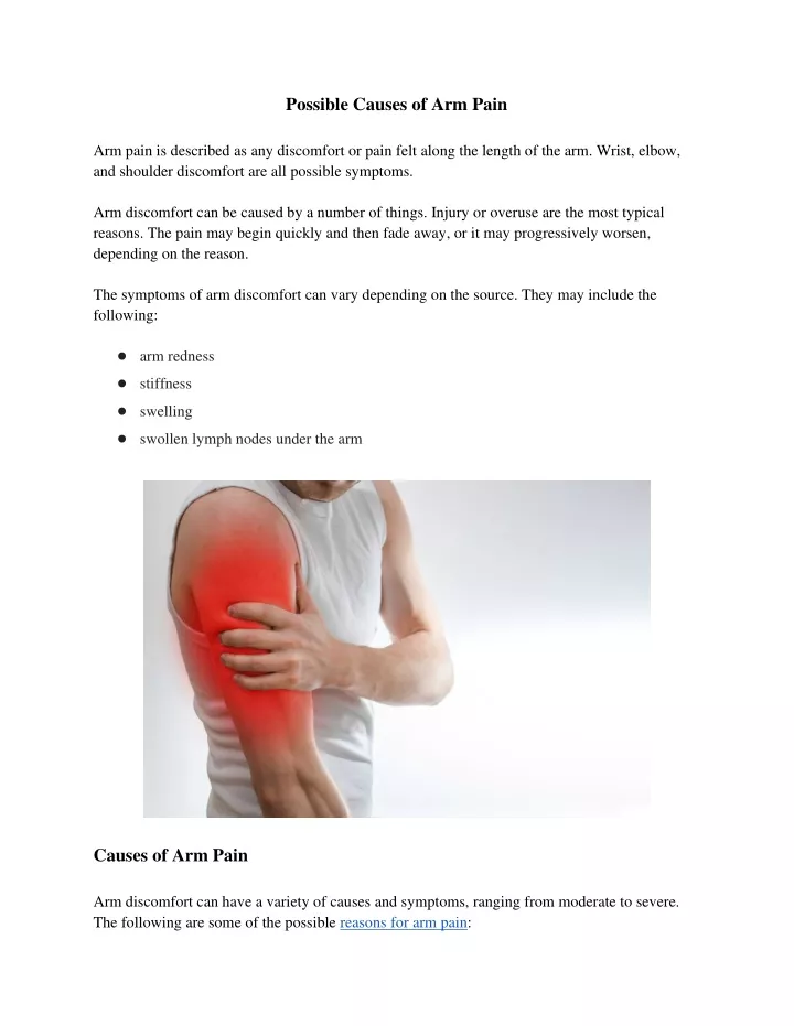 possible causes of arm pain