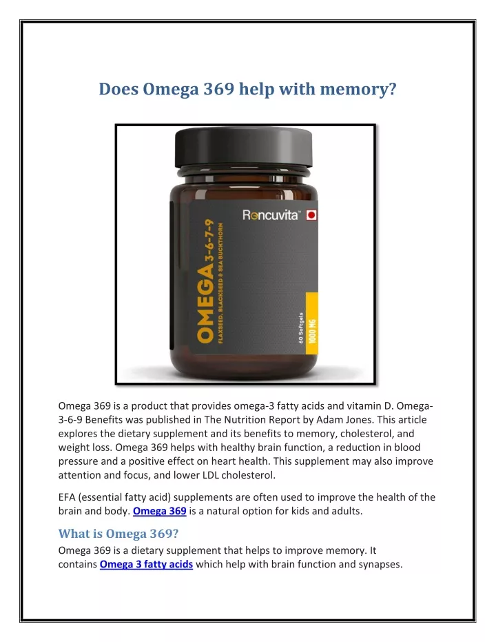 does omega 369 help with memory