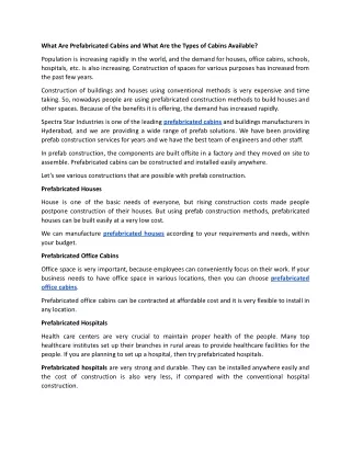 What Are Prefabricated Cabins and What Are the Types of Cabins Available.docx