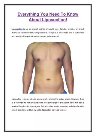 everything you need to know about liposuction